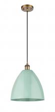 Innovations Lighting 516-1P-BB-MBD-12-SF-LED - Plymouth - 1 Light - 12 inch - Brushed Brass - Cord hung - Mini Pendant