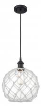 Innovations Lighting 516-1P-BK-G122-10RW-LED - Farmhouse Rope - 1 Light - 10 inch - Matte Black - Cord hung - Mini Pendant