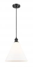 Innovations Lighting 516-1P-BK-GBC-121-LED - Berkshire - 1 Light - 12 inch - Matte Black - Cord hung - Mini Pendant