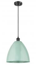 Innovations Lighting 516-1P-BK-MBD-12-SF - Plymouth - 1 Light - 12 inch - Matte Black - Cord hung - Mini Pendant