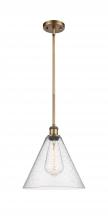 Innovations Lighting 516-1S-BB-GBC-124 - Berkshire - 1 Light - 12 inch - Brushed Brass - Mini Pendant