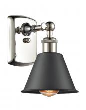 Innovations Lighting 516-1W-PN-M8-BK - Smithfield - 1 Light - 7 inch - Polished Nickel - Sconce