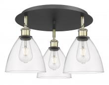  516-3C-BAB-GBD-752 - Bristol - 3 Light - 19 inch - Black Antique Brass - Flush Mount