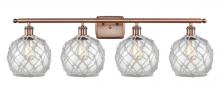 Innovations Lighting 516-4W-AC-G122-8RW-LED - Farmhouse Rope - 4 Light - 38 inch - Antique Copper - Bath Vanity Light