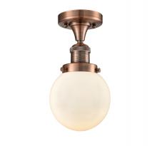 Innovations Lighting 517-1CH-AC-G201-6 - Beacon - 1 Light - 6 inch - Antique Copper - Semi-Flush Mount