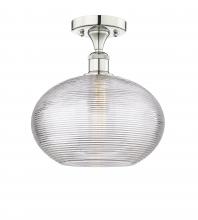 Innovations Lighting 616-1F-PN-G555-12CL - Ithaca - 1 Light - 12 inch - Polished Nickel - Semi-Flush Mount