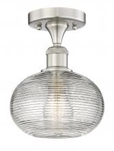 Innovations Lighting 616-1F-SN-G555-8CL - Ithaca - 1 Light - 8 inch - Brushed Satin Nickel - Semi-Flush Mount