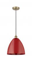 Innovations Lighting 616-1P-AB-MBD-12-RD - Plymouth - 1 Light - 12 inch - Antique Brass - Cord hung - Mini Pendant