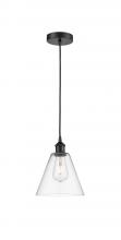 Innovations Lighting 616-1P-BK-GBC-82 - Berkshire - 1 Light - 8 inch - Matte Black - Cord hung - Mini Pendant