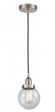 Innovations Lighting 616-1PH-SN-G204-6 - Beacon - 1 Light - 6 inch - Brushed Satin Nickel - Cord hung - Mini Pendant