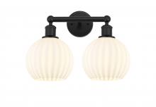 Innovations Lighting 616-2W-BK-G1217-8WV - White Venetian - 2 Light - 17 inch - Matte Black - Bath Vanity Light