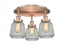 Innovations Lighting 916-3C-AC-G142 - Chatham - 3 Light - 19 inch - Antique Copper - Flush Mount