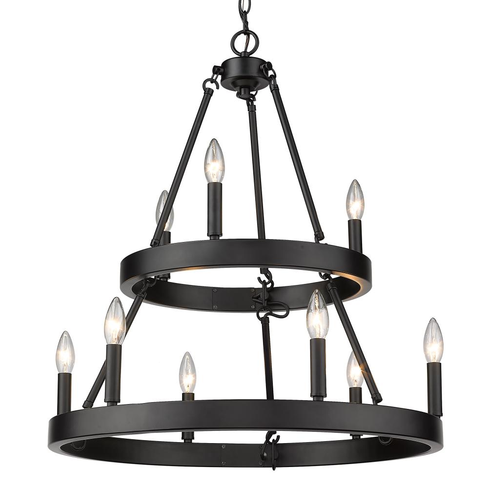 Alastair 2 Tier 3+6 Light Chandelier in Matte Black