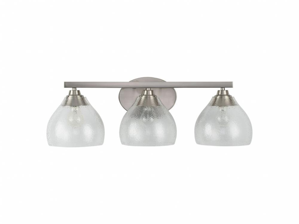 Ariella 3-Light Vanity Light in Pewter with Hammered Clear Glass