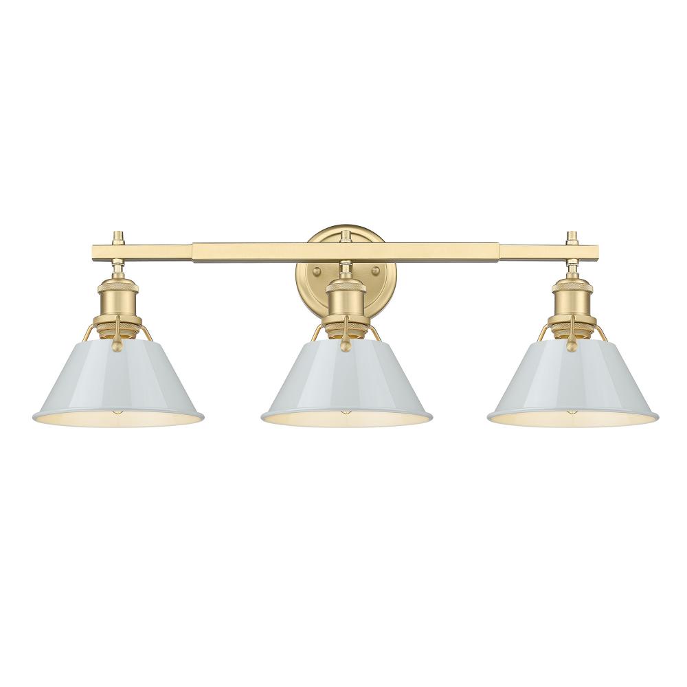 Orwell BCB 3 Light Bath Vanity in Brushed Champagne Bronze with Dusky Blue shades