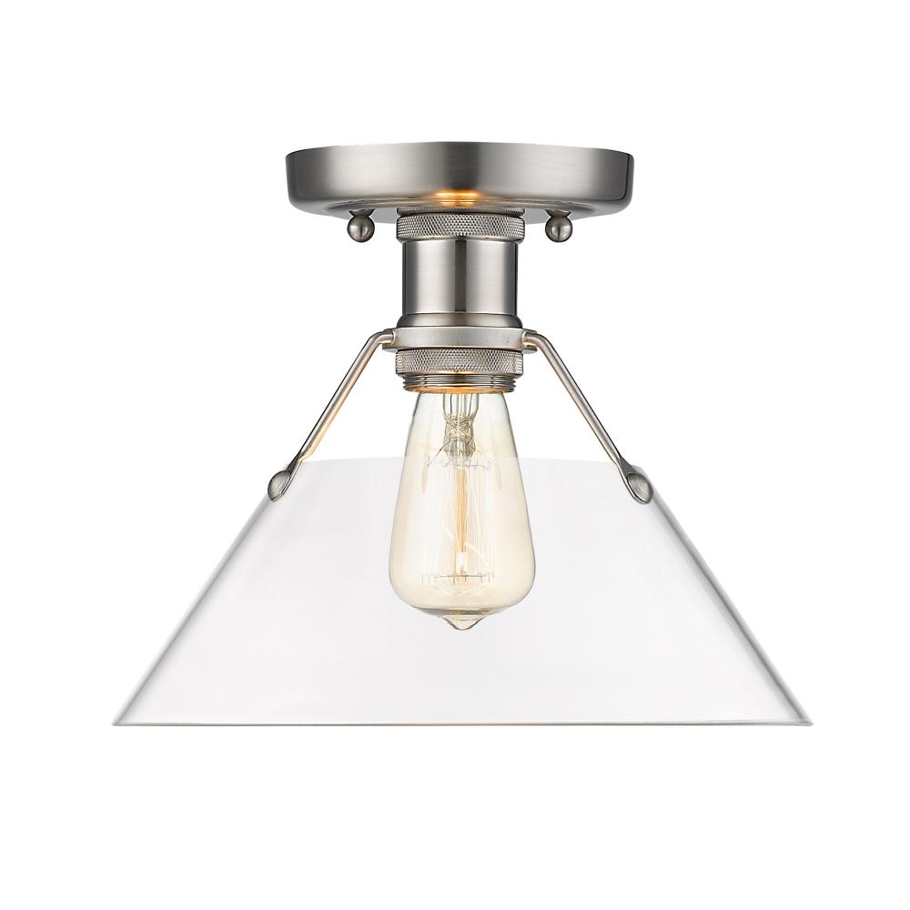 Orwell 1-Light Flush Mount in Pewter with Clear Glass