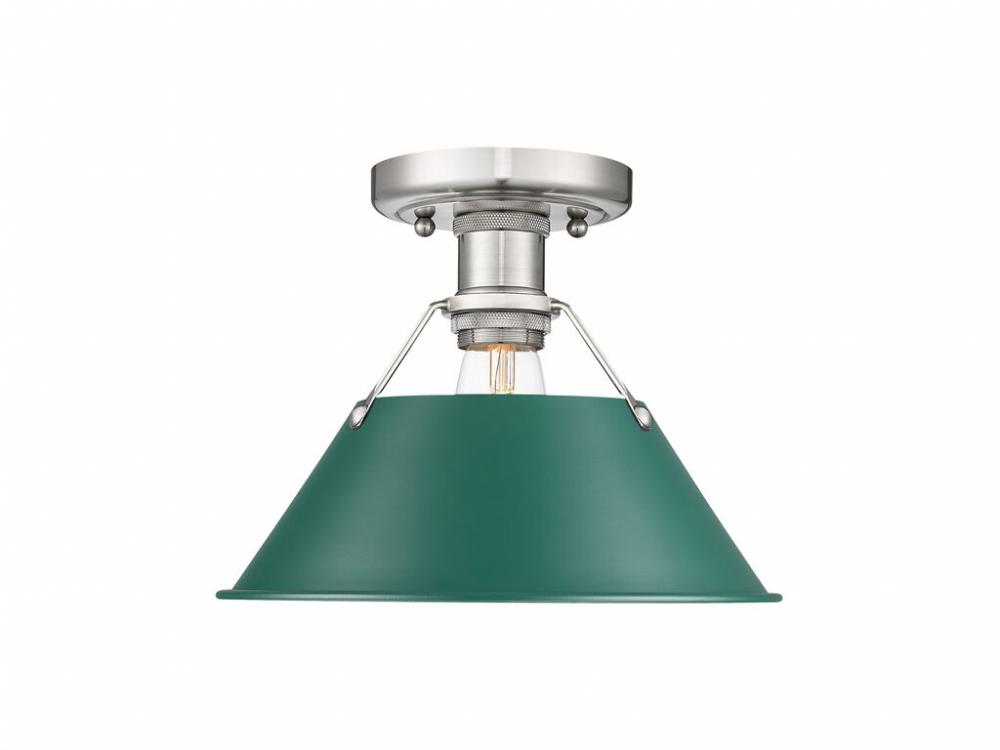 Orwell 1-Light Flush Mount in Pewter with Pine Green