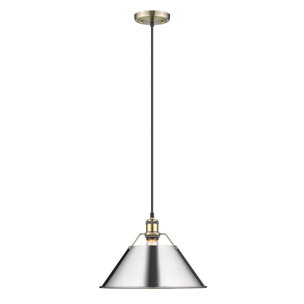 Orwell 14&#34; Wide Large Pendant in Aged Brass with Chrome