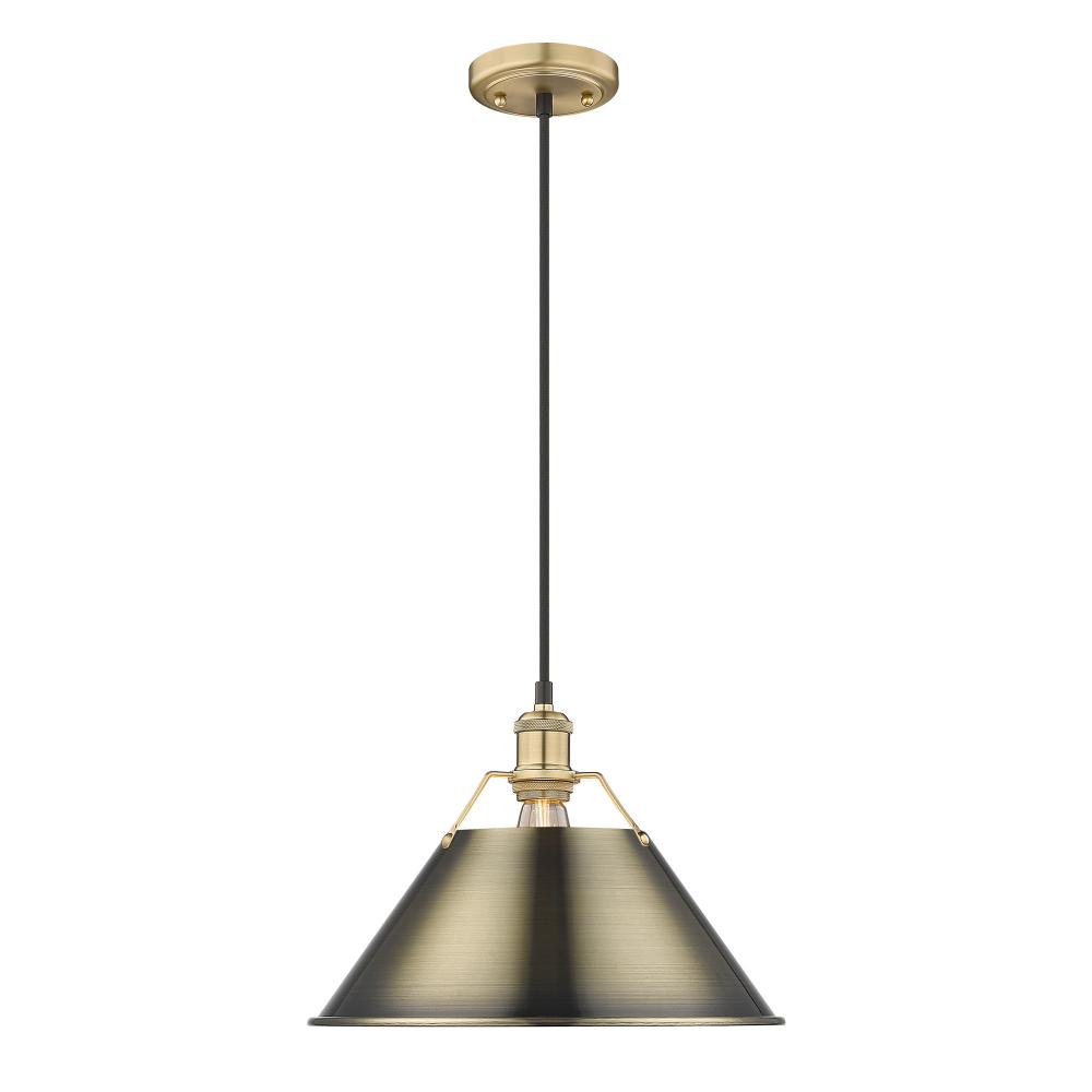 Orwell BCB Large Pendant - 14&#34; in Brushed Champagne Bronze with Aged Brass shade