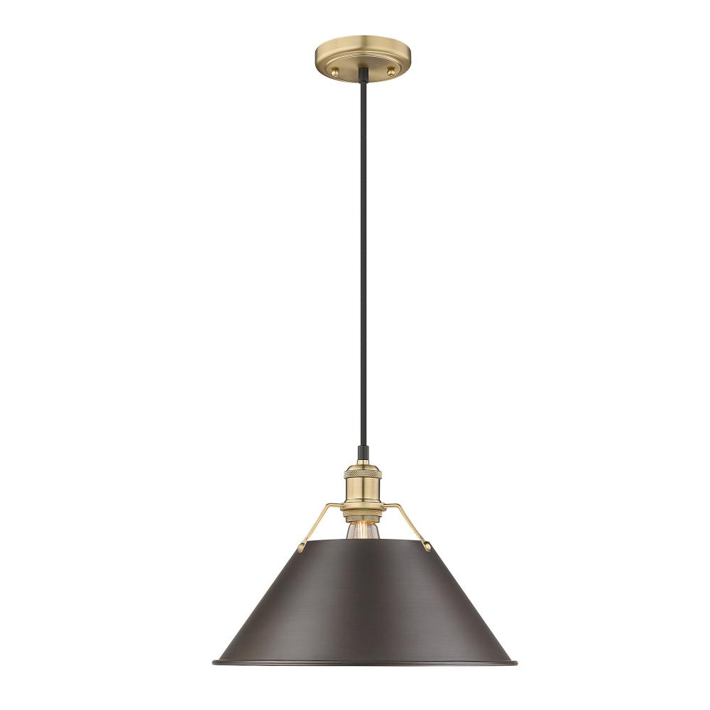 Orwell BCB Large Pendant - 14&#34; in Brushed Champagne Bronze with Rubbed Bronze shade