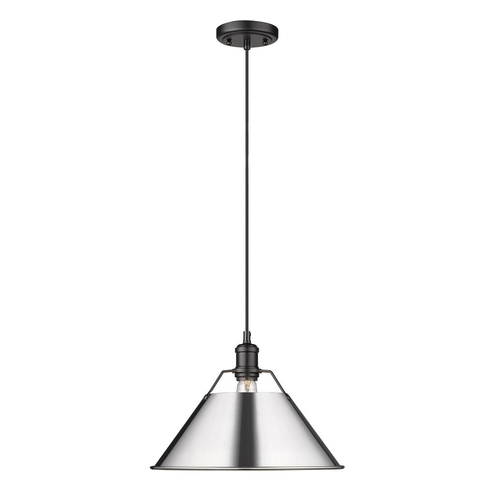 Orwell BLK Large Pendant - 14&#34; in Matte Black with Chrome shade