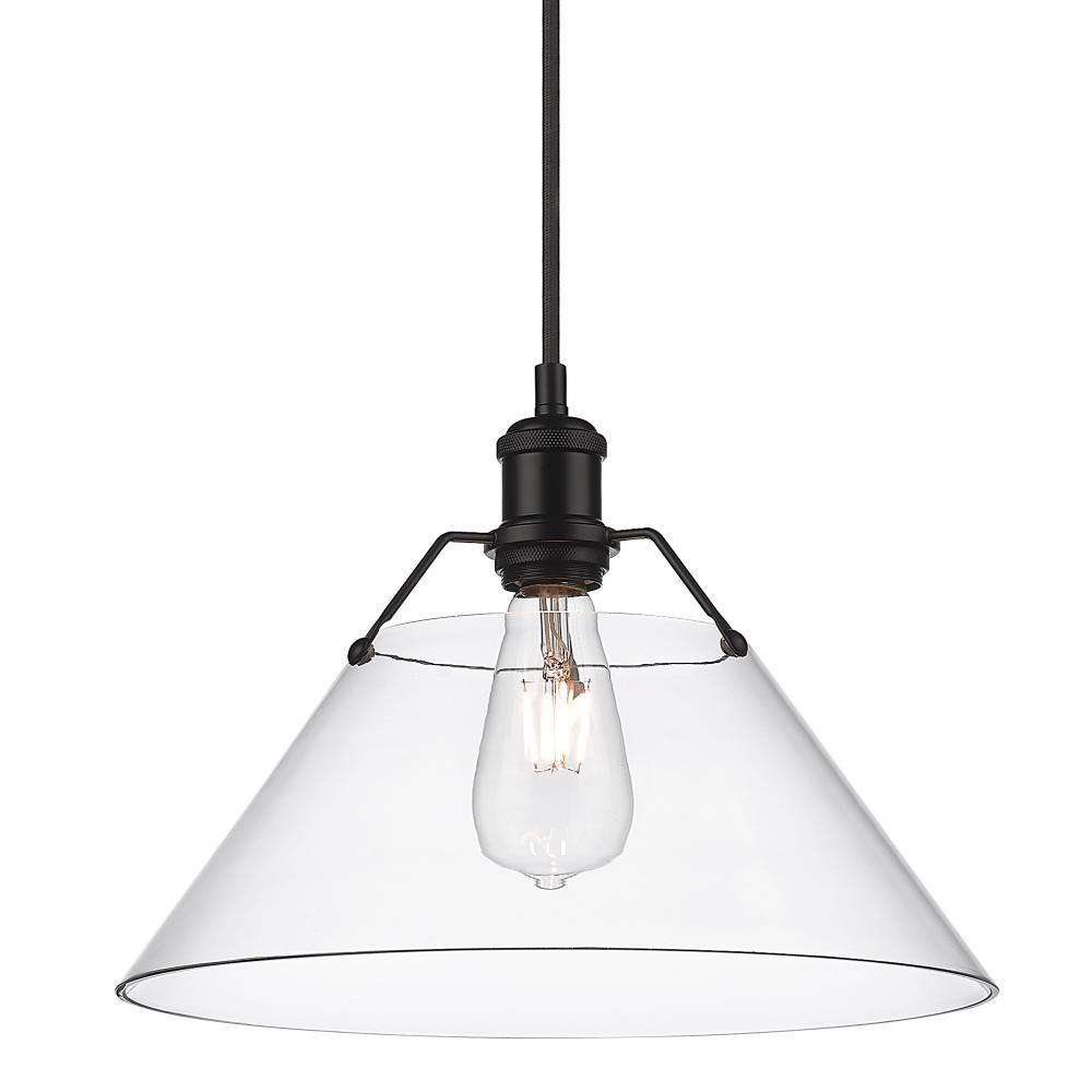 Orwell BLK Large Pendant - 14&#34; in Matte Black with Clear Glass