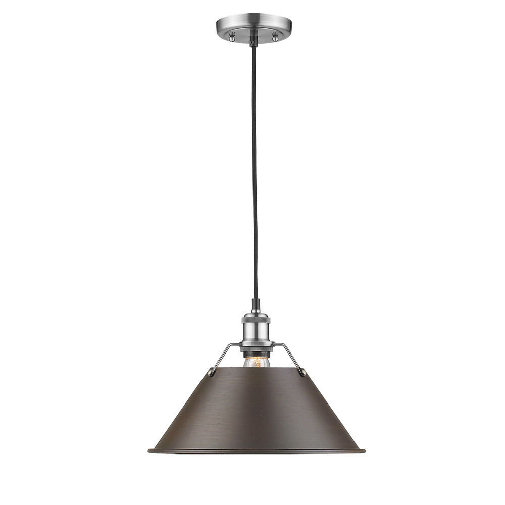 Orwell 14&#34; Wide Large Pendant in Pewter with Rubbed Bronze