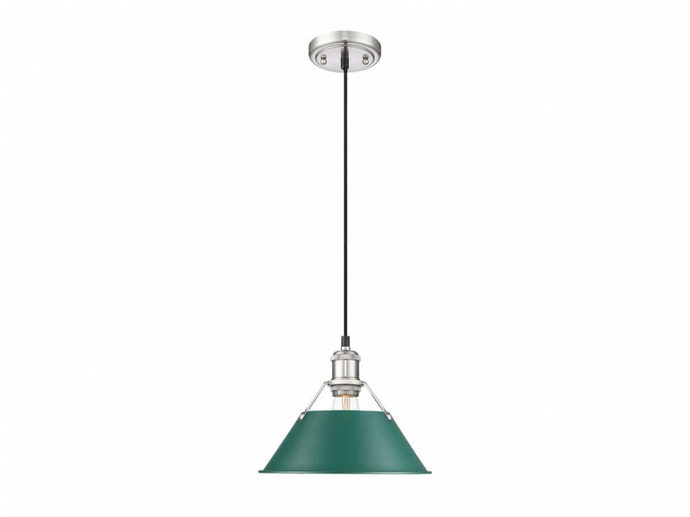 Orwell 10&#34; Wide Medium Pendant in Pewter with Pine Green