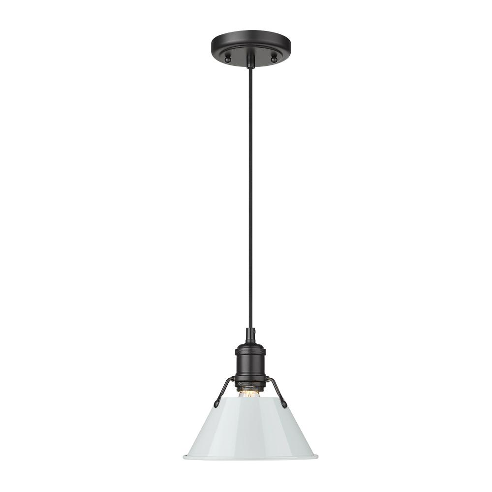 Orwell BLK Small Pendant - 7&#34; in Matte Black with Dusky Blue shade