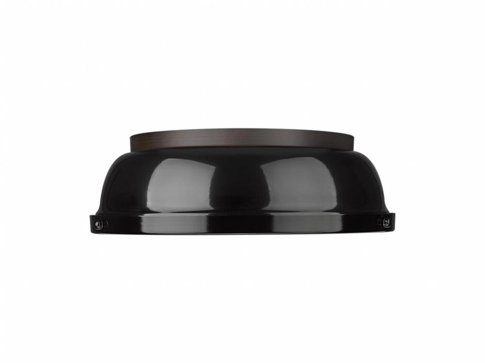 Duncan 14&#34; Flush Mount in Rubbed Bronze with Matte Black