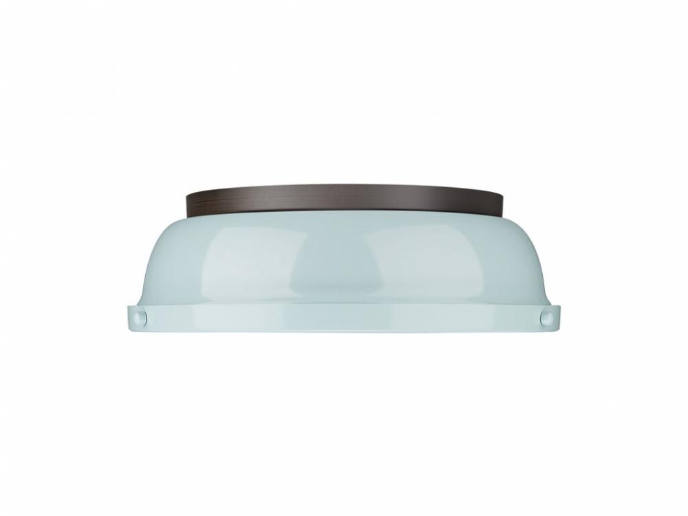 Duncan 14&#34; Flush Mount in Rubbed Bronze with Seafoam