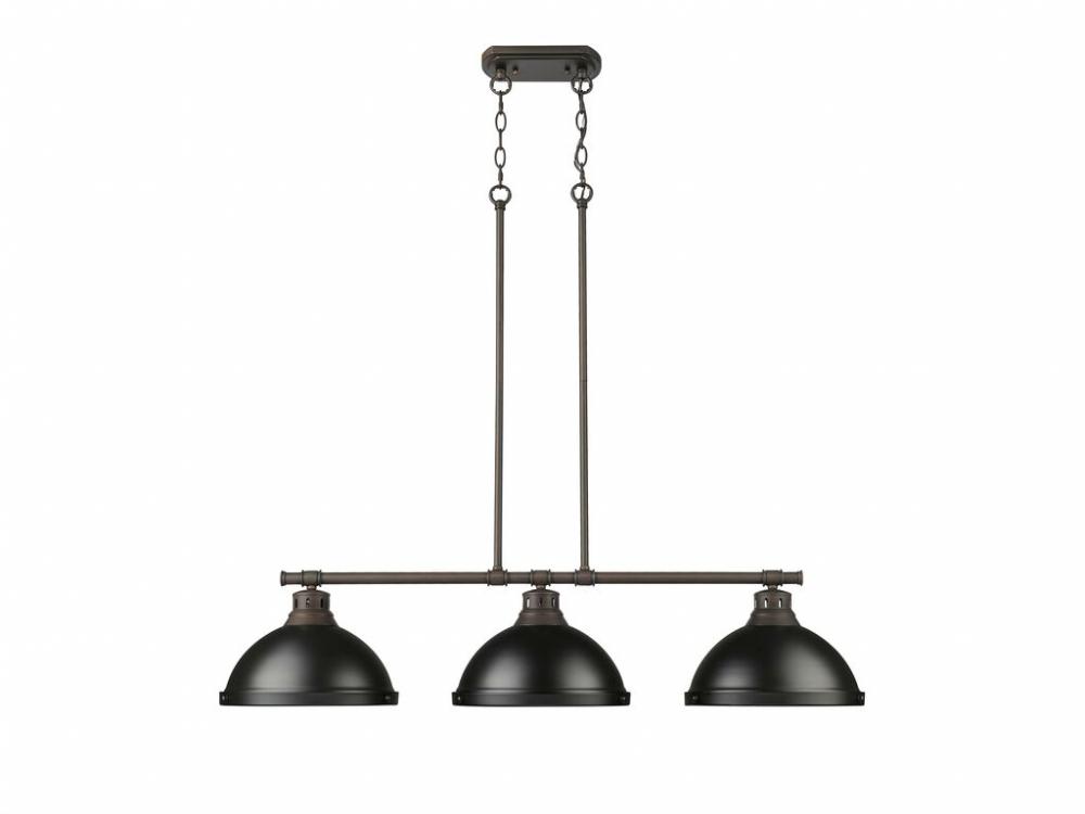 Duncan 3-Light Linear Pendant in Rubbed Bronze with Matte Black