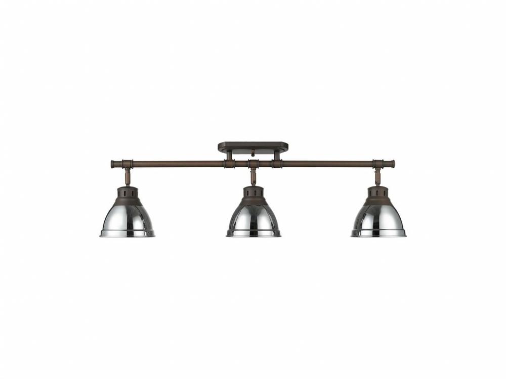 Duncan 3-Light Semi-Flush - Track Light in Rubbed Bronze with Chrome