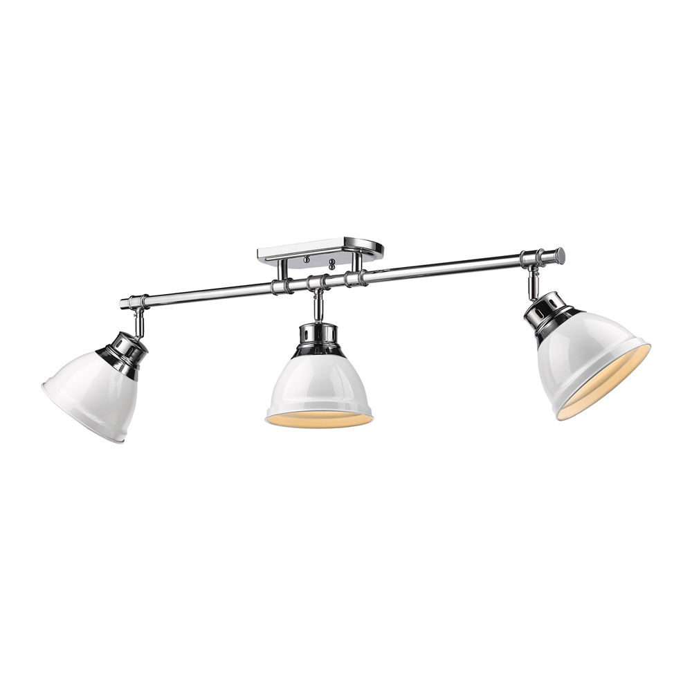 Duncan 3-Light Semi-Flush - Track Light in Chrome with White