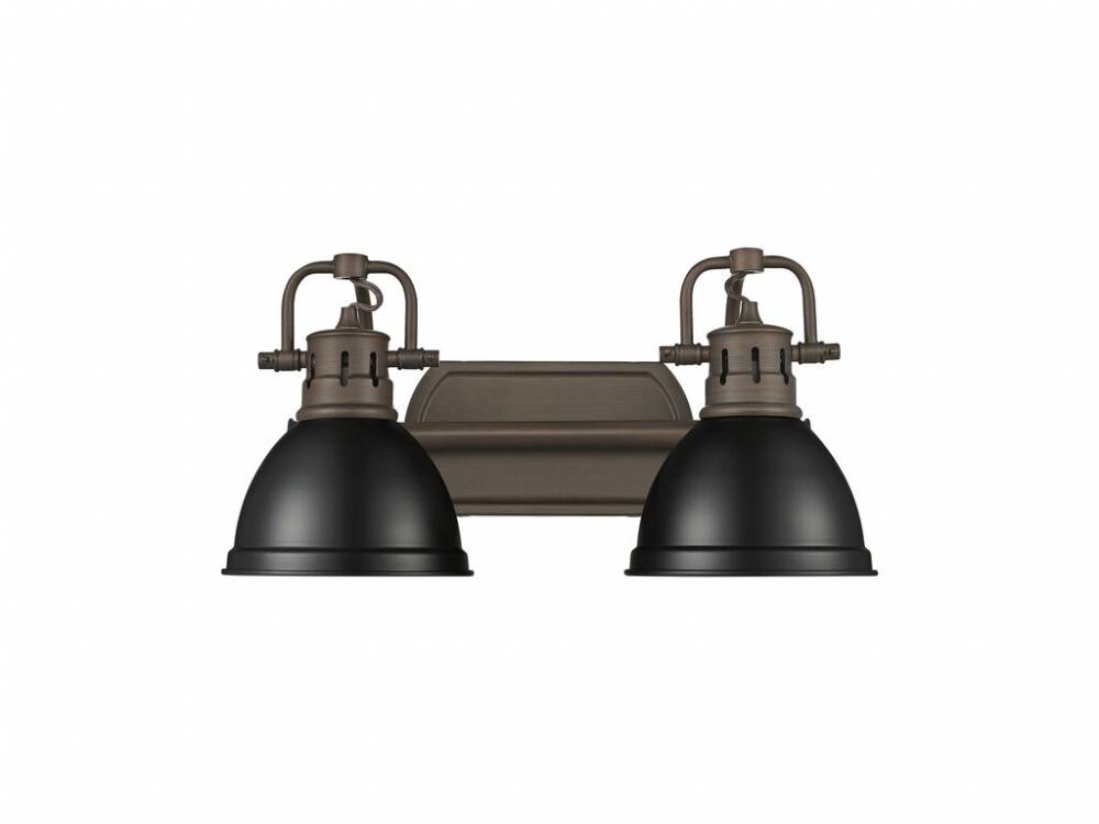 Duncan 2-Light Bath Vanity in Rubbed Bronze with Matte Black