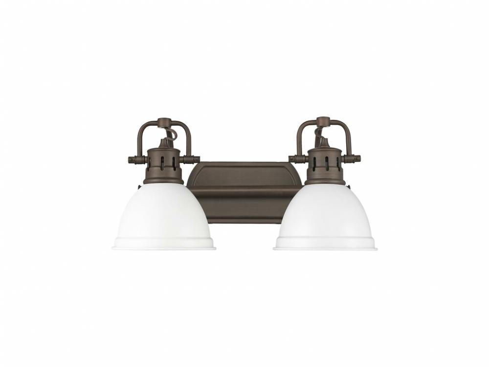 Duncan 2-Light Bath Vanity in Rubbed Bronze with Matte White