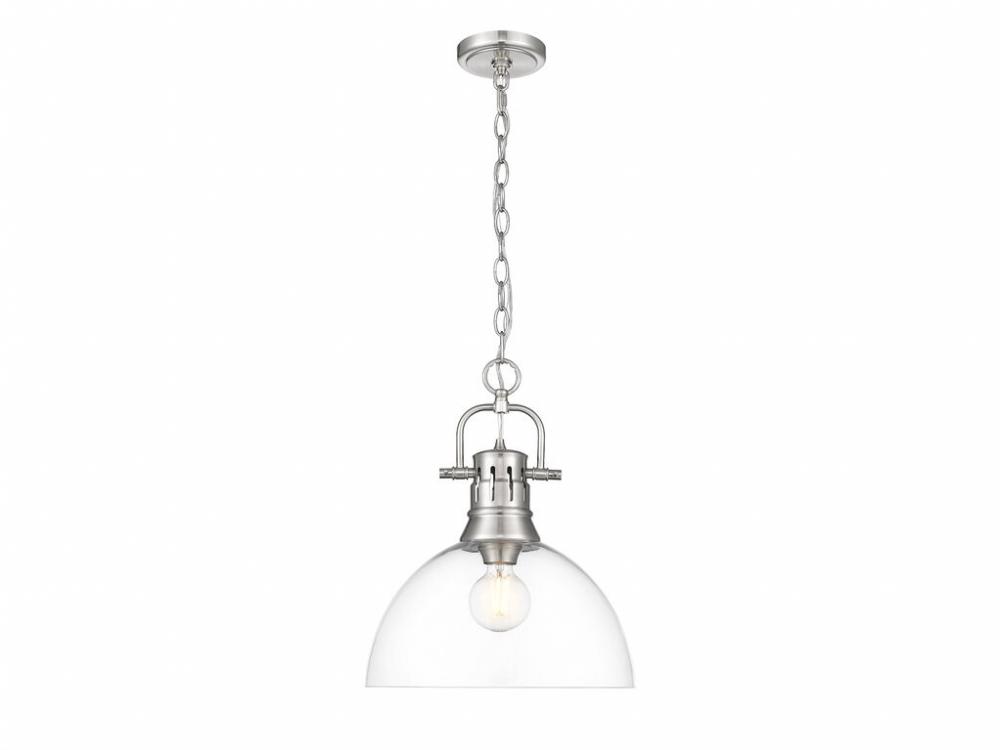 Duncan 1-Light Pendant with Chain in Pewter with Clear Glass