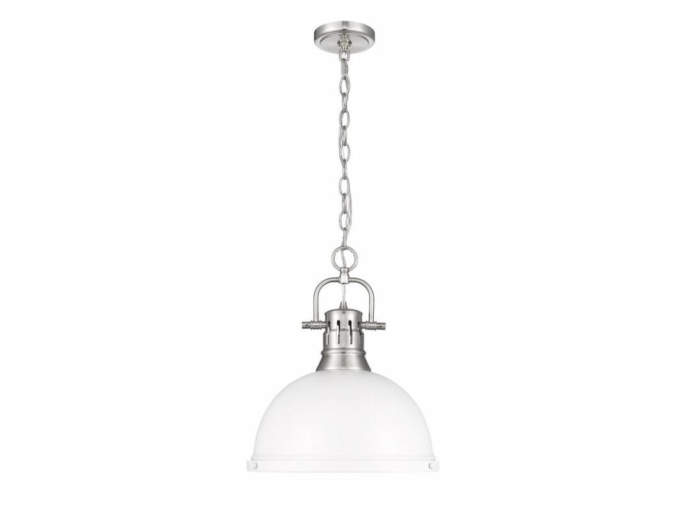 Duncan 1-Light Pendant with Chain in Pewter with Matte White