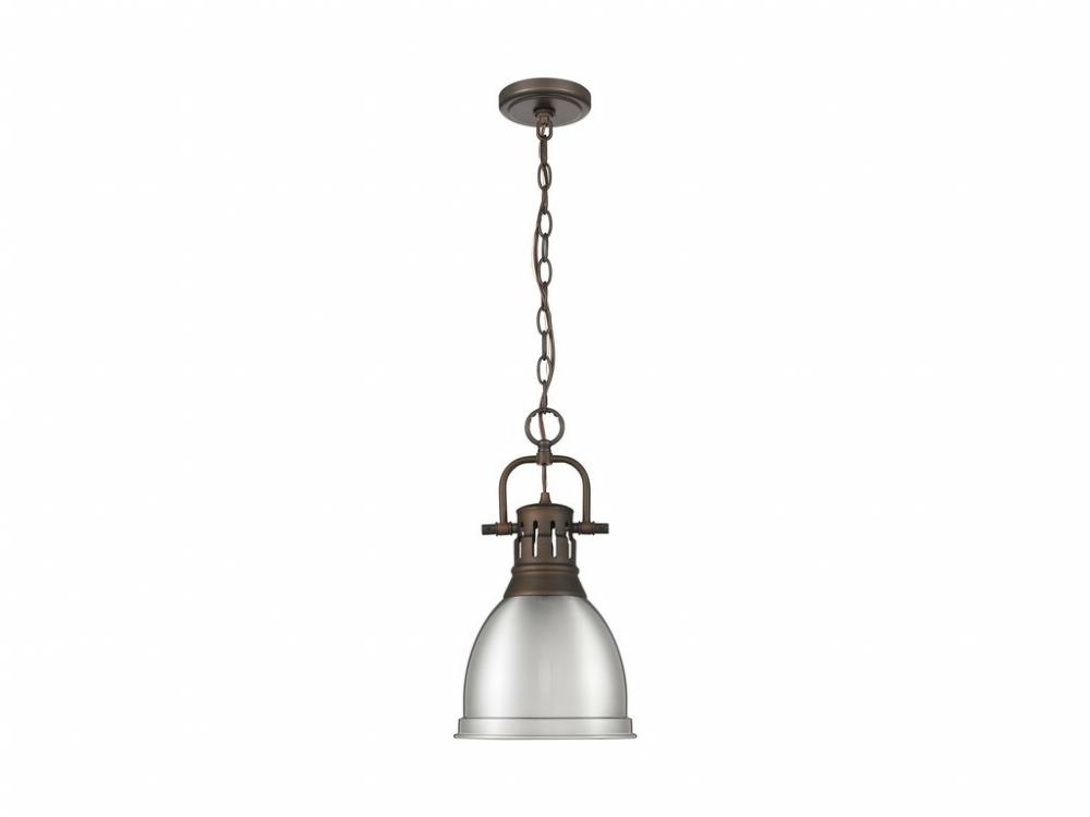 Duncan Small Pendant with Chain in Rubbed Bronze with Pewter