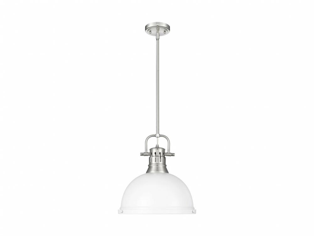 Duncan 1-Light Pendant with Rod in Pewter with Matte White