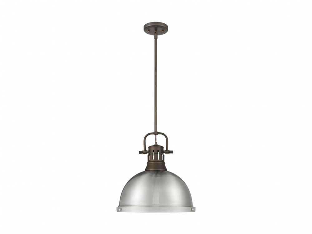 Duncan 1-Light Pendant with Rod in Rubbed Bronze with Pewter