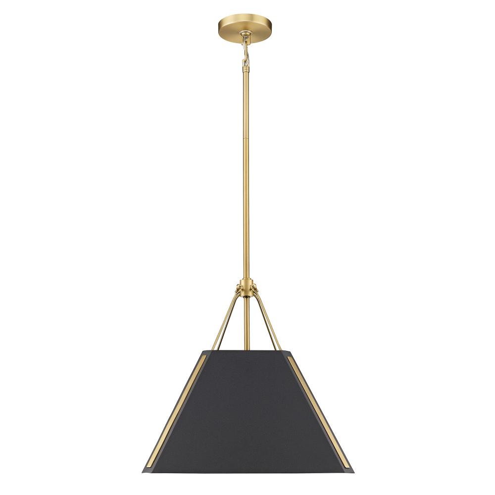 Ranik 1 Light Pendant in Brushed Champagne Bronze with Natural Black Shade