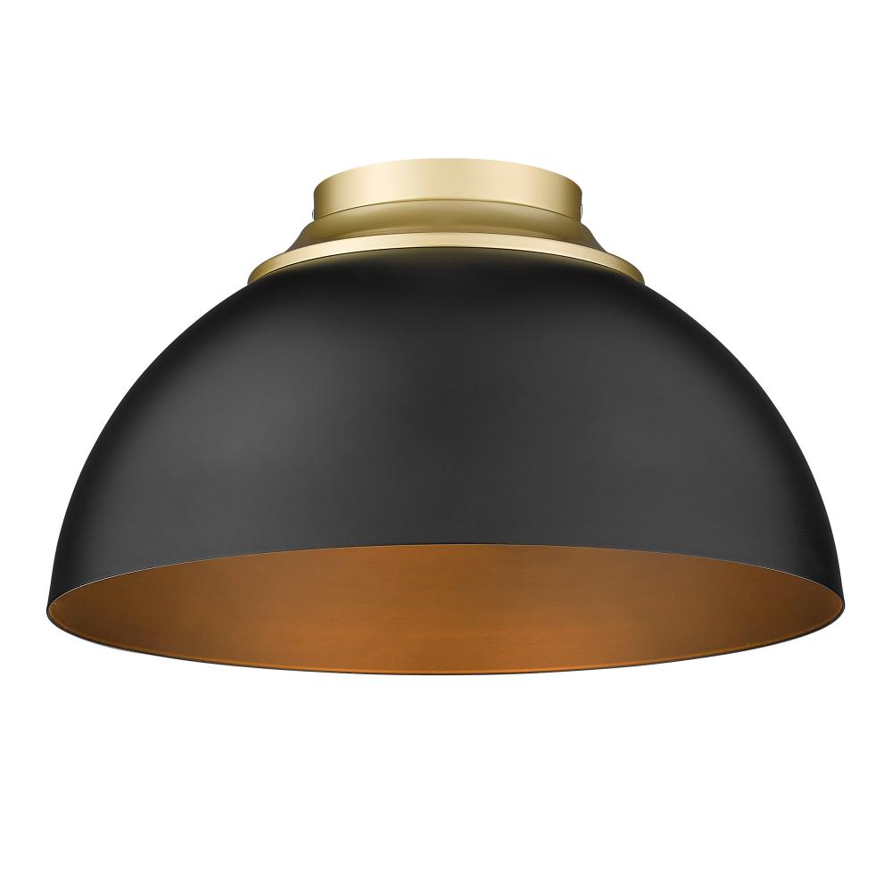 Zoey Flush Mount in Olympic Gold with Matte Black Shade