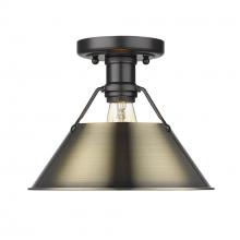 Golden 3306-FM BLK-AB - Orwell BLK Flush Mount in Matte Black with Aged Brass shade