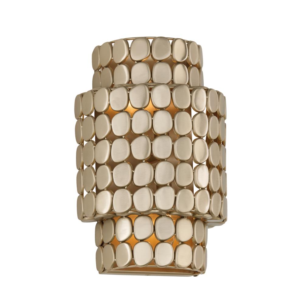 Flush Mount Medallion Wall Sconce in Champagne Brass