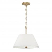 Capital Fixture Comp 353231MA - 3-Light Dual Mount Pendant in Matte Brass with White Fabric Shade and Glass Diffuser