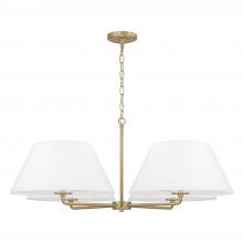 Capital Fixture Comp 453241MA - 4-Light Chandelier in Matte Brass with White Fabric Shades and Glass Diffusers