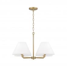 Capital Fixture Comp 453242MA - 4-Light Chandelier in Matte Brass with White Fabric Shades and Glass Diffusers