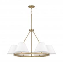 Capital Fixture Comp 453261MA - 6-Light Circular Chandelier in Matte Brass with White Fabric Shades and Glass Diffusers