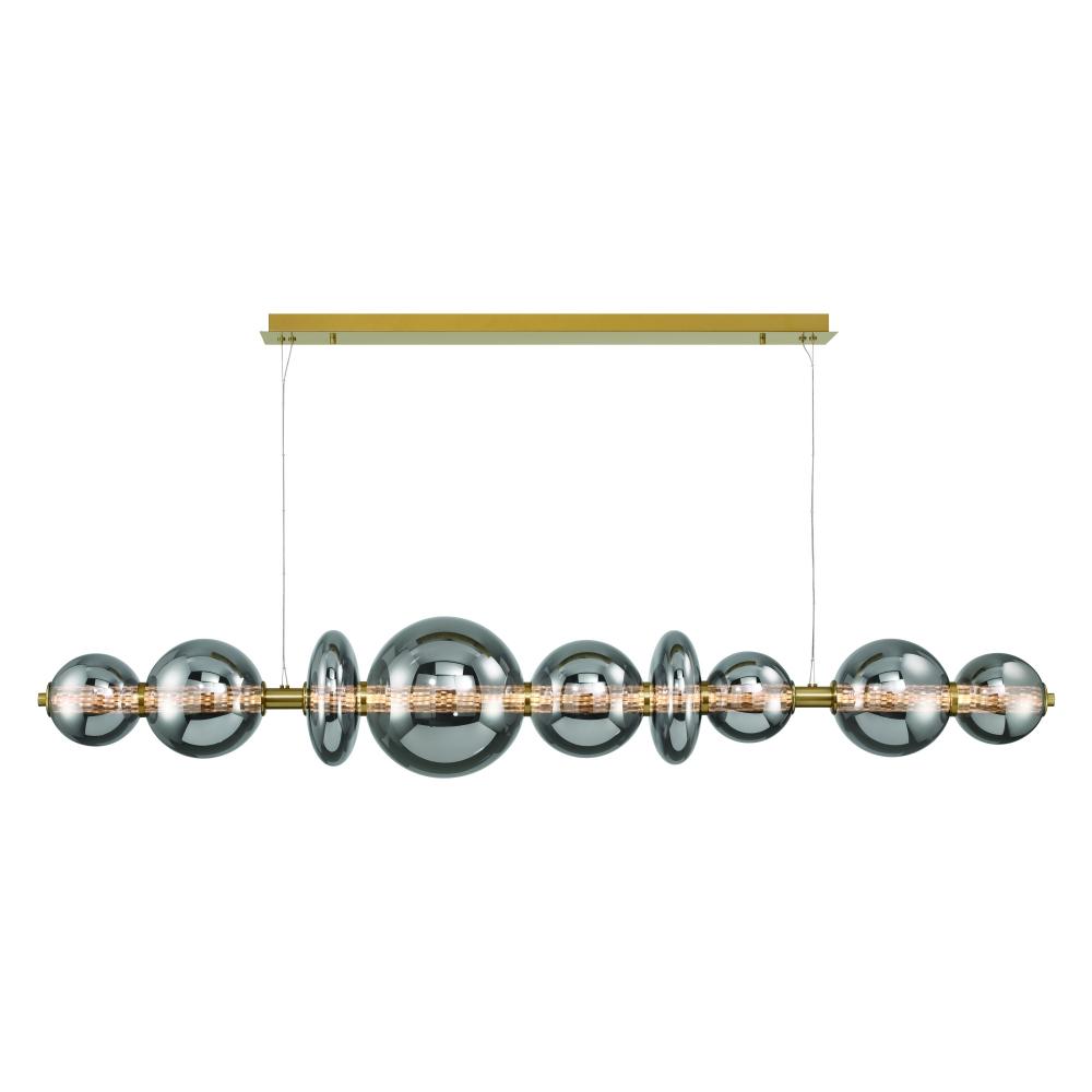 Atomo 74&#34; LED Chandelier In Gold With Smoked Glass